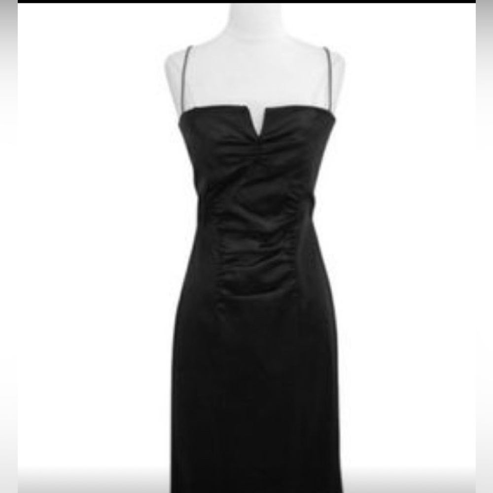 Nicole Miller Black Midi Ruched Bodycon Cocktail Dress